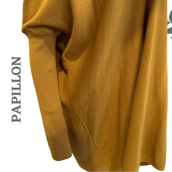 Slouchy Mustard Tunic Sweater by Papillon | Cozy & Chic V-Neck Size 8 / 10 - Picture 6 of 8